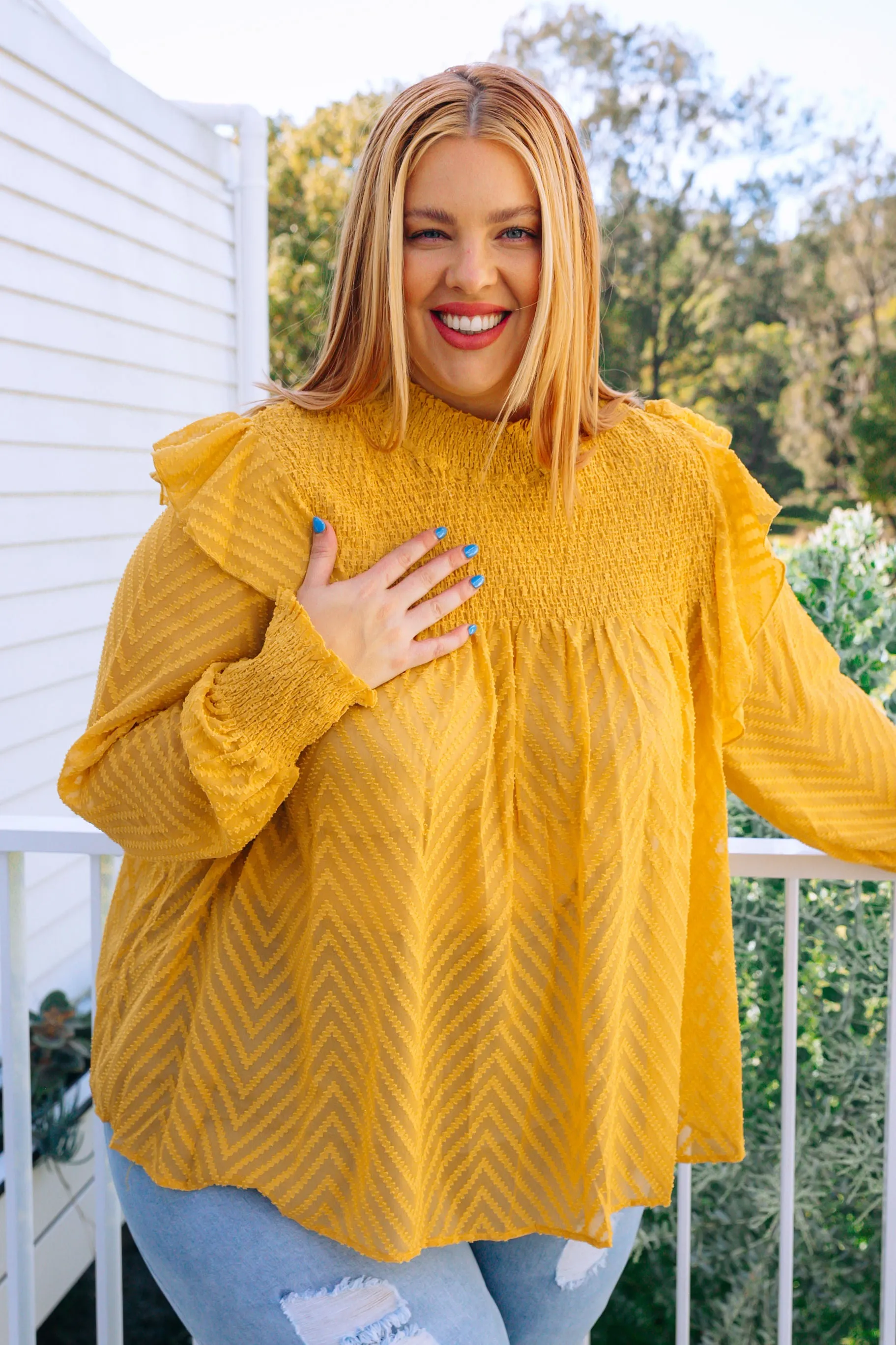 Cora Long Sleeve Top in Mustard