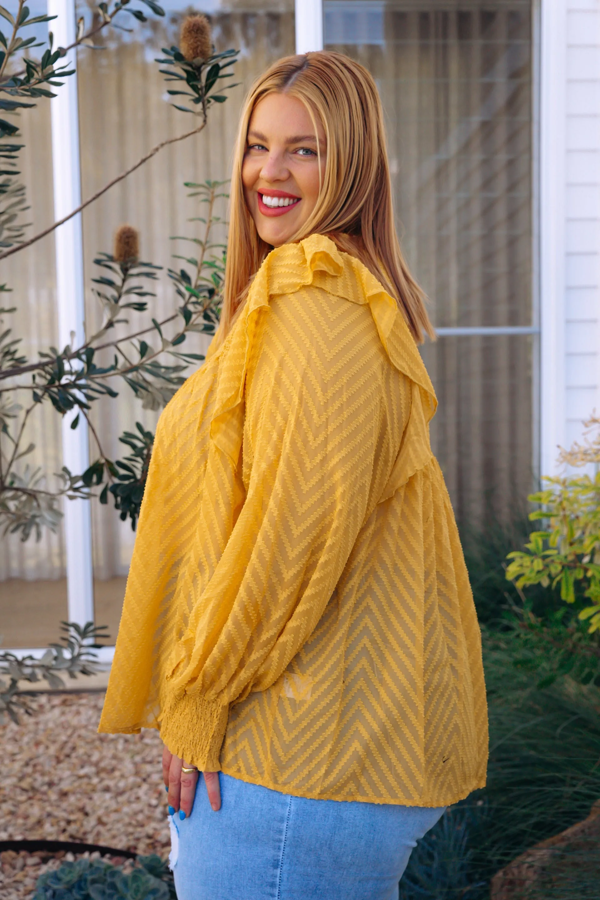 Cora Long Sleeve Top in Mustard