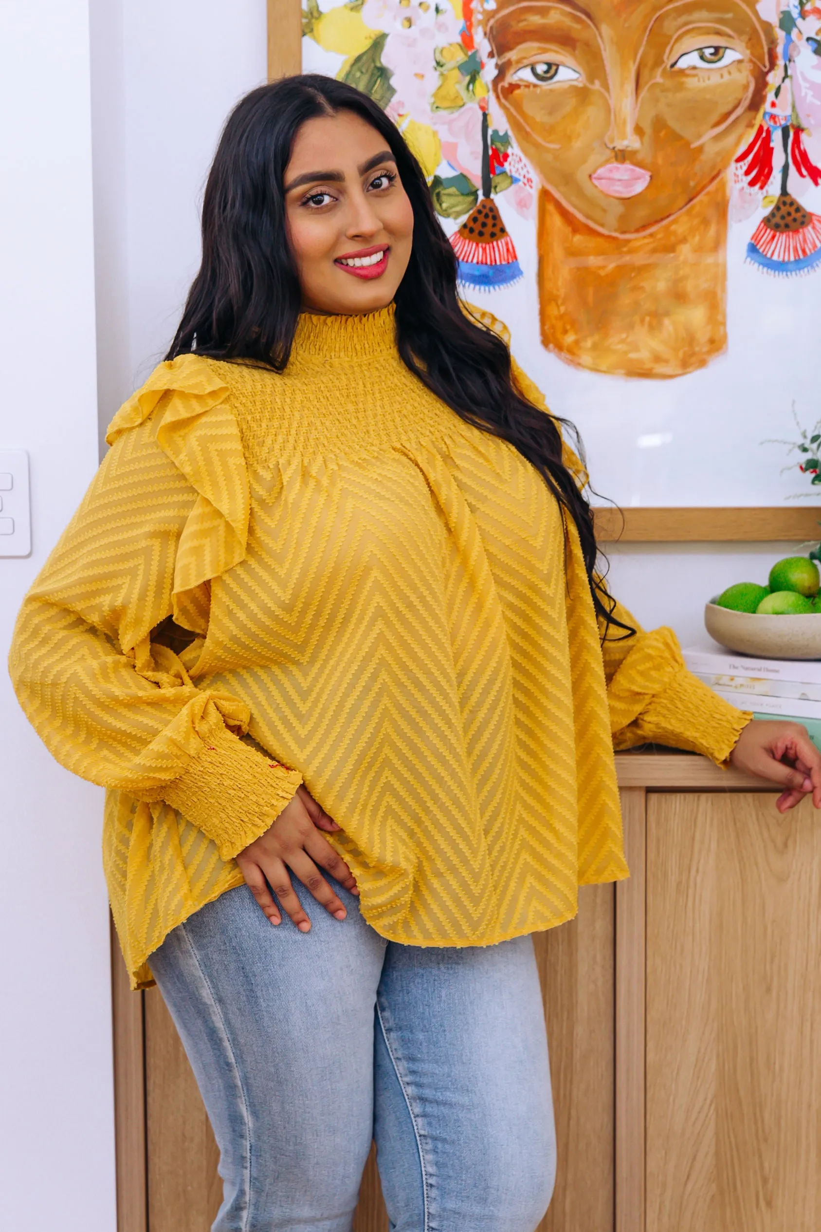 Cora Long Sleeve Top in Mustard