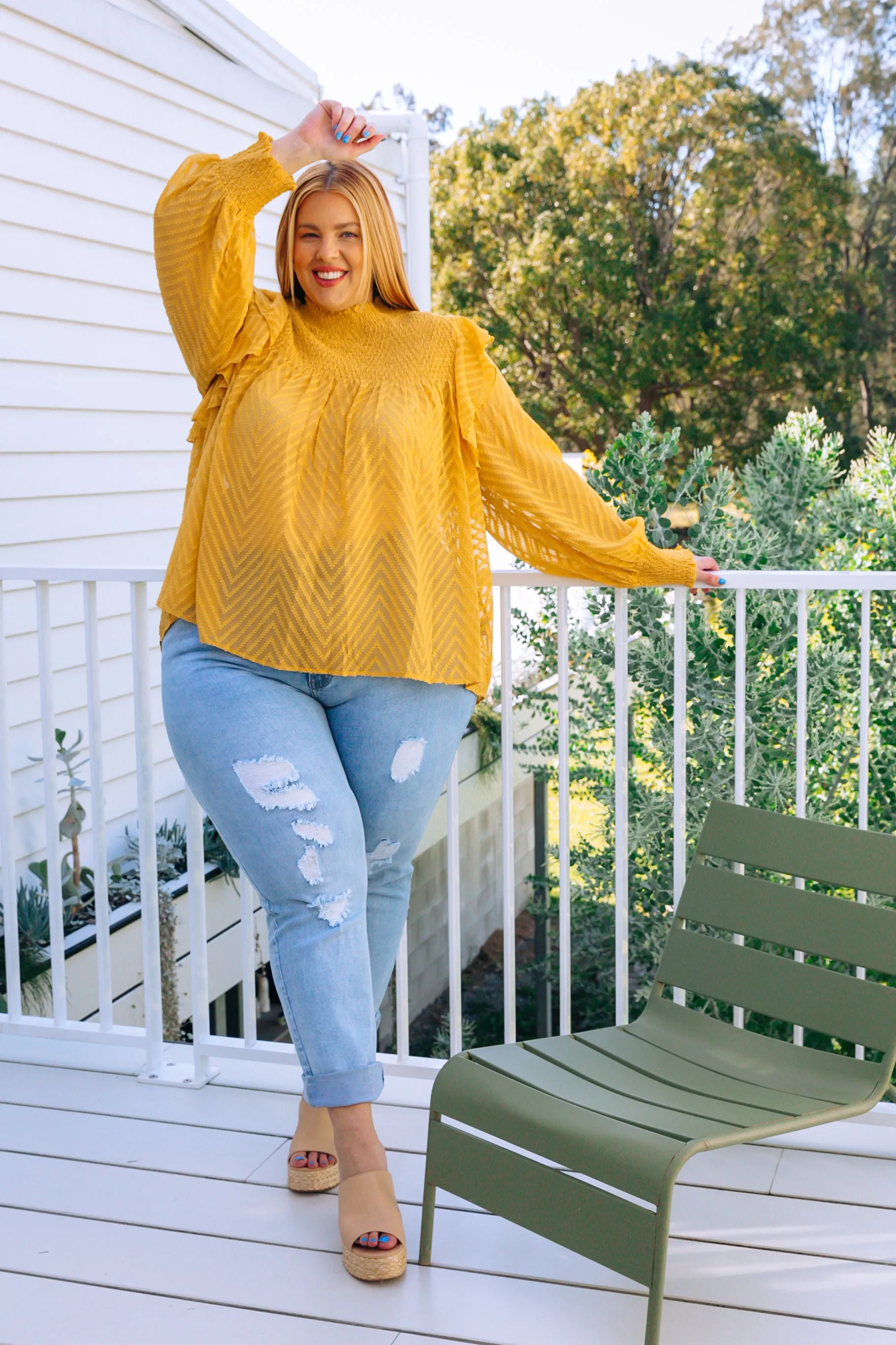 Cora Long Sleeve Top in Mustard