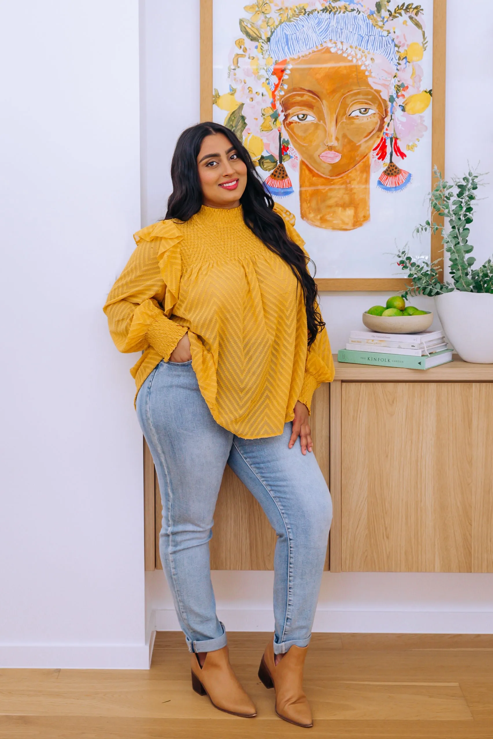 Cora Long Sleeve Top in Mustard
