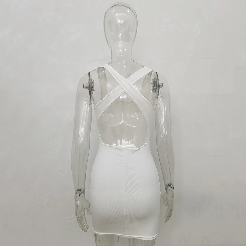 Cross Open Back Threaded Vest Dress