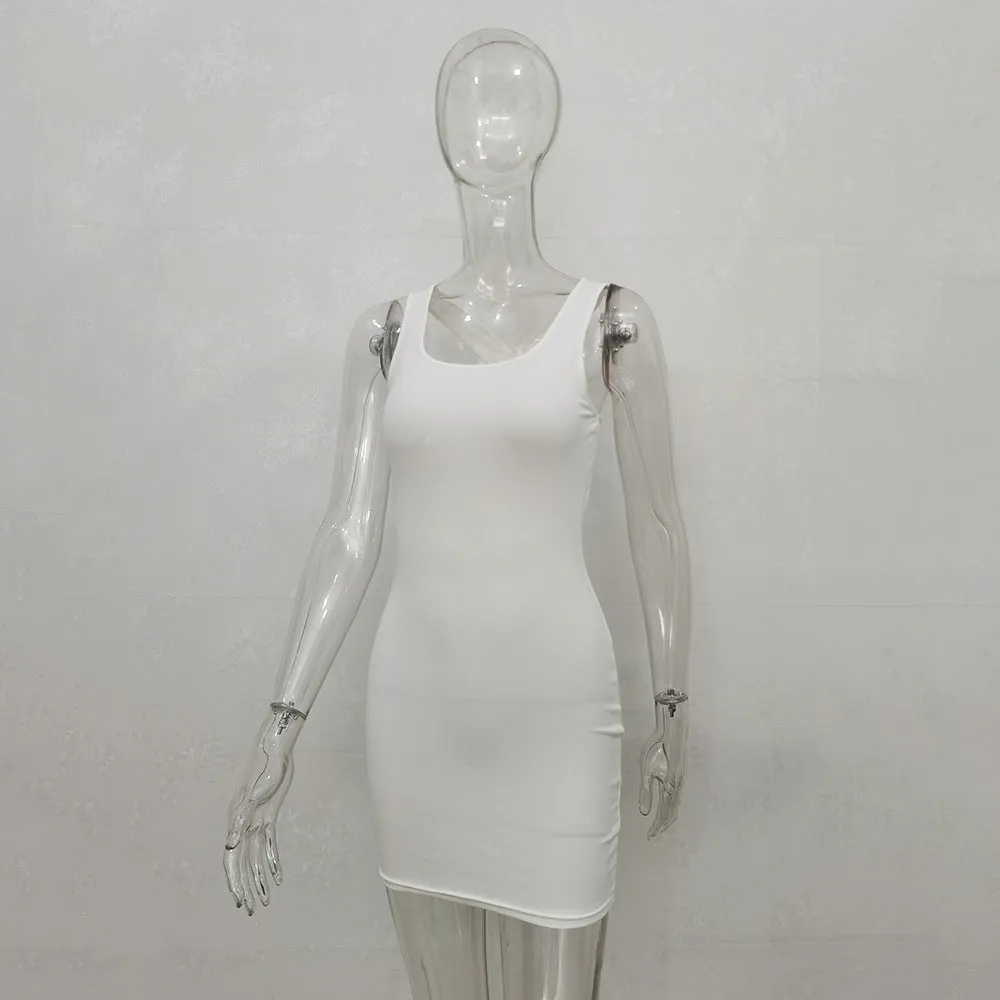 Cross Open Back Threaded Vest Dress