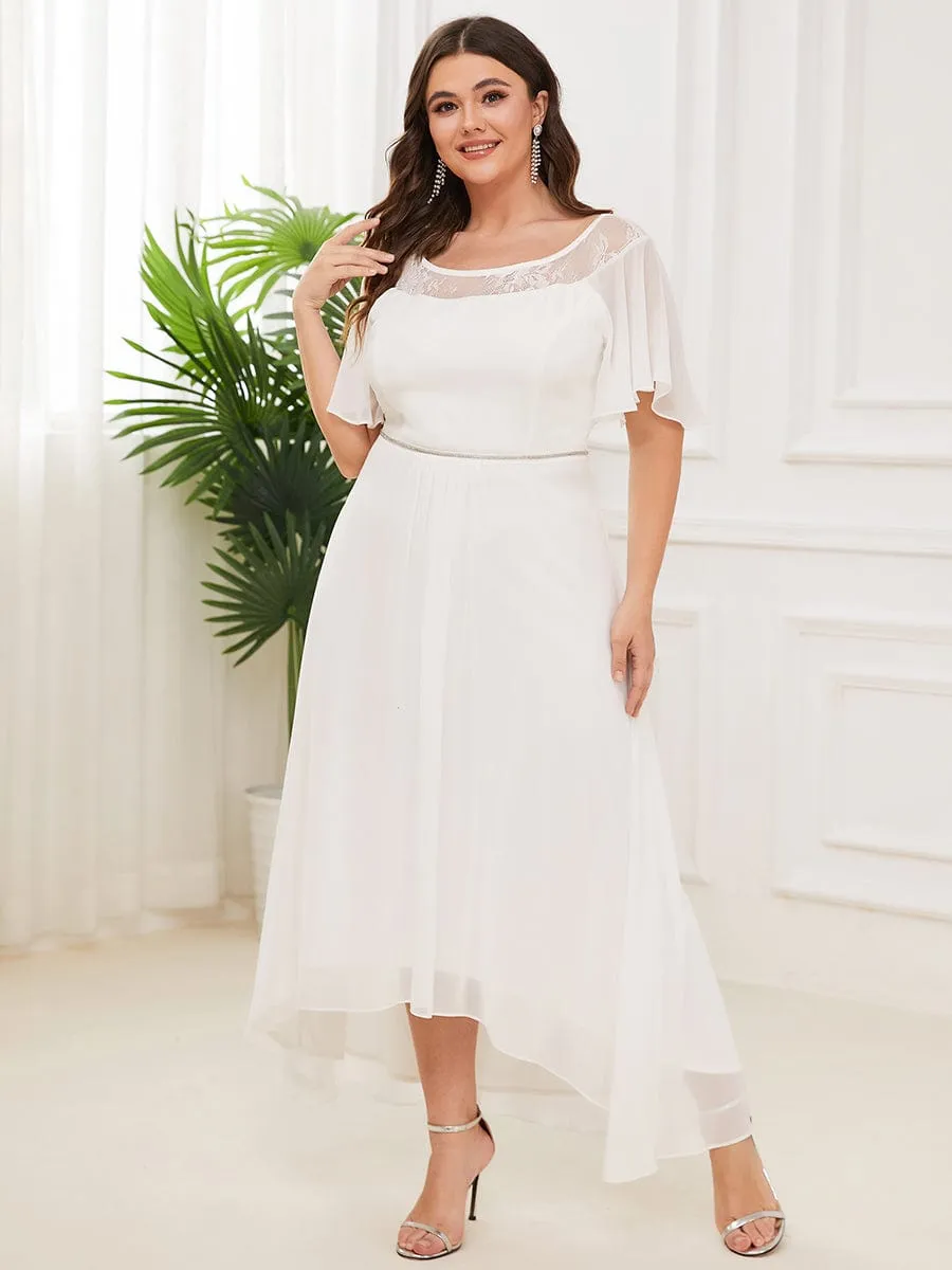 Custom Size Casual Boat Neck A-Line Midi Dress with Irregular Hem