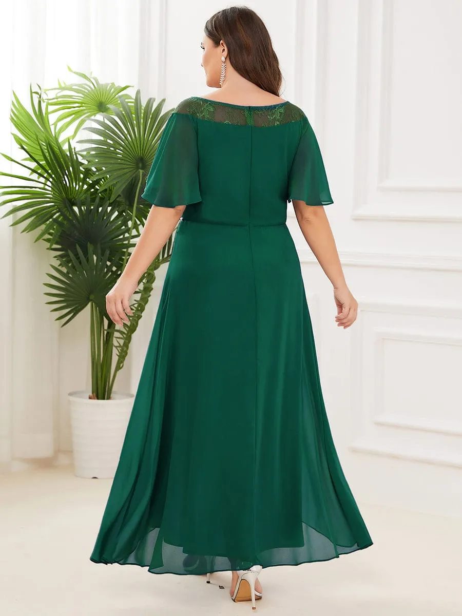 Custom Size Casual Boat Neck A-Line Midi Dress with Irregular Hem