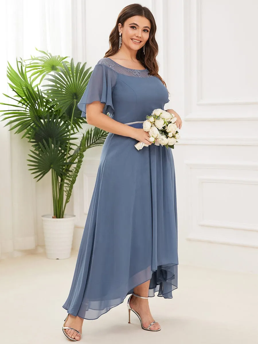 Custom Size Casual Boat Neck A-Line Midi Dress with Irregular Hem