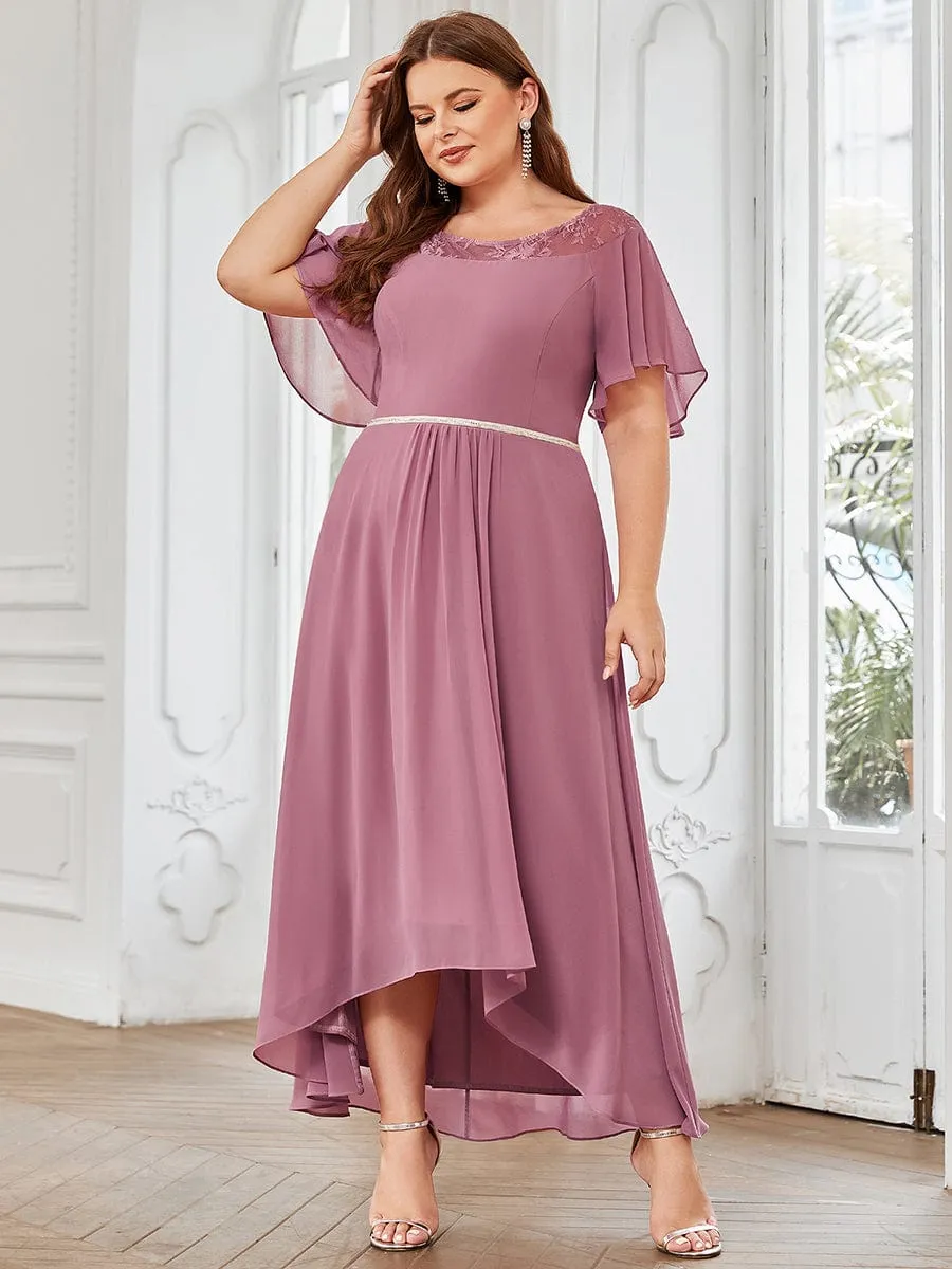 Custom Size Casual Boat Neck A-Line Midi Dress with Irregular Hem