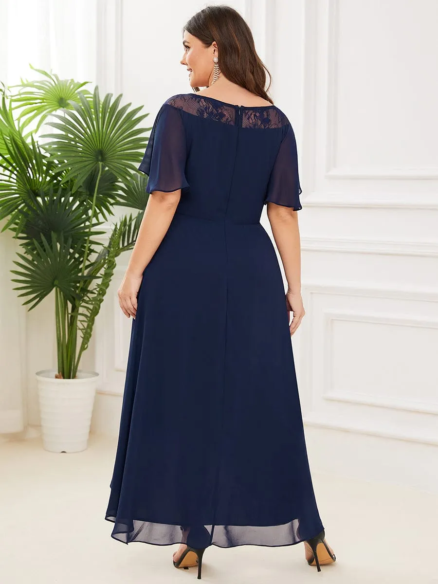 Custom Size Casual Boat Neck A-Line Midi Dress with Irregular Hem