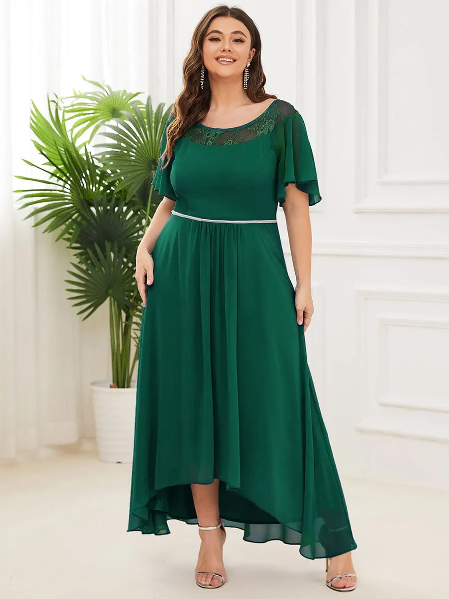 Custom Size Casual Boat Neck A-Line Midi Dress with Irregular Hem