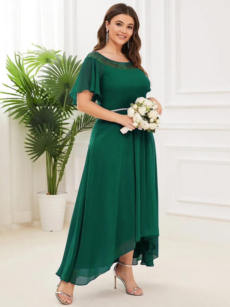 Custom Size Casual Boat Neck A-Line Midi Dress with Irregular Hem