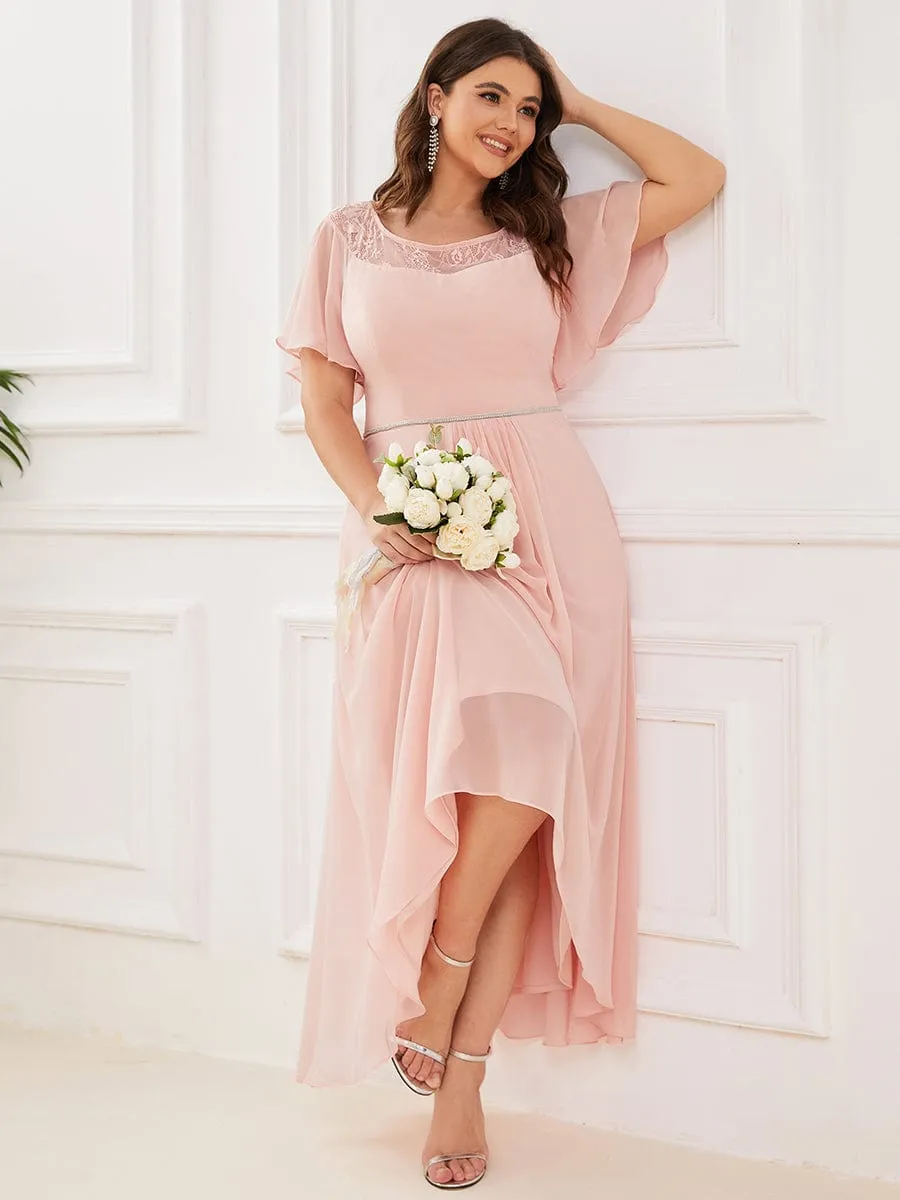 Custom Size Casual Boat Neck A-Line Midi Dress with Irregular Hem