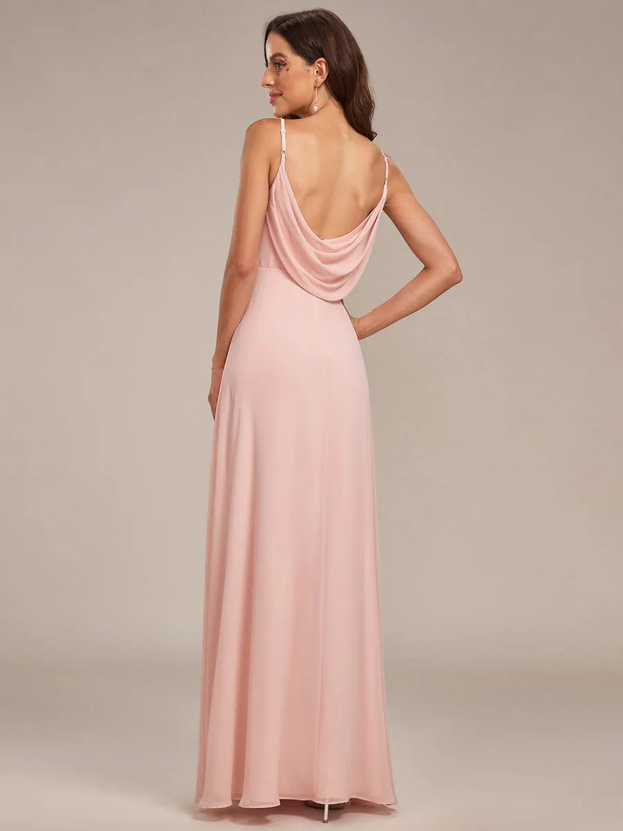 Custom Size Spaghetti Strap Criss-Cross V-Neck Bridesmaid Dress