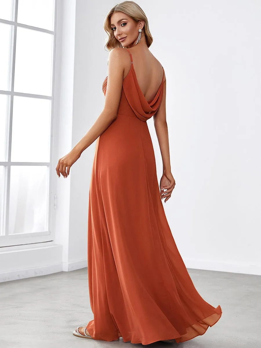 Custom Size Spaghetti Strap Criss-Cross V-Neck Bridesmaid Dress