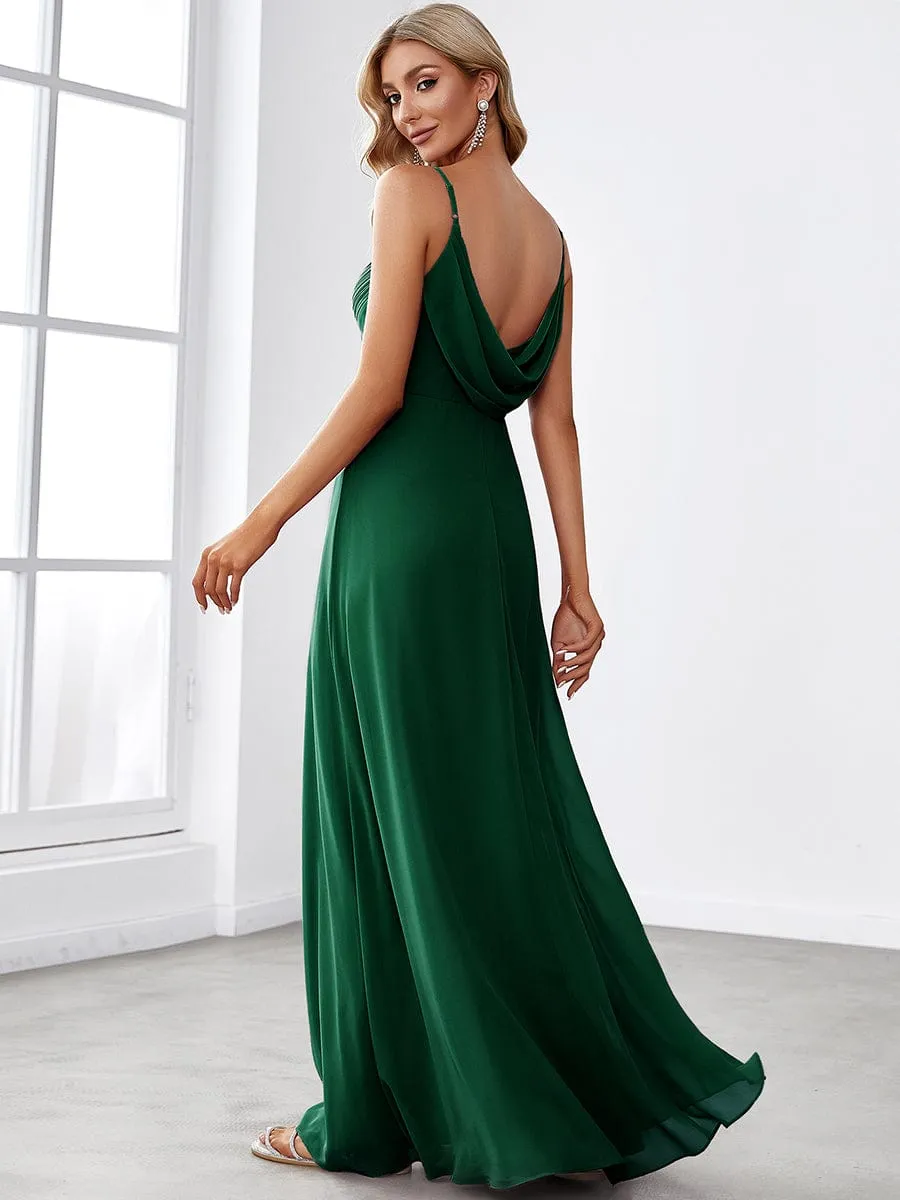 Custom Size Spaghetti Strap Criss-Cross V-Neck Bridesmaid Dress