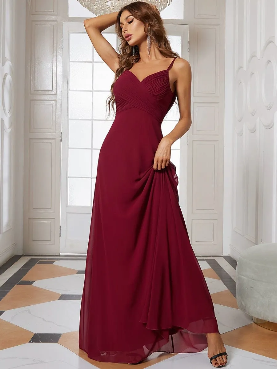 Custom Size Spaghetti Strap Criss-Cross V-Neck Bridesmaid Dress