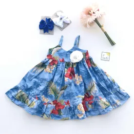 Dahlia Dress in Hawaiian Blue Print