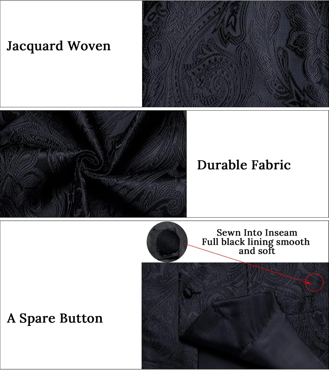 DiBanGu Mens Paisley Suit Vest Silk Jacquard Waistcoat and Necktie Set Formal Shawl Collar Dress Vest 7PCS for Wedding Party