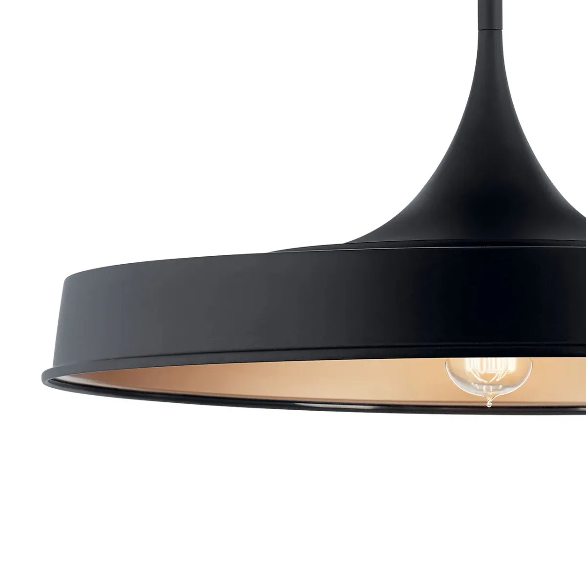 Elias 22" 1-Light Convertible Pendant Light with Metal Dome Shade, Black Finish