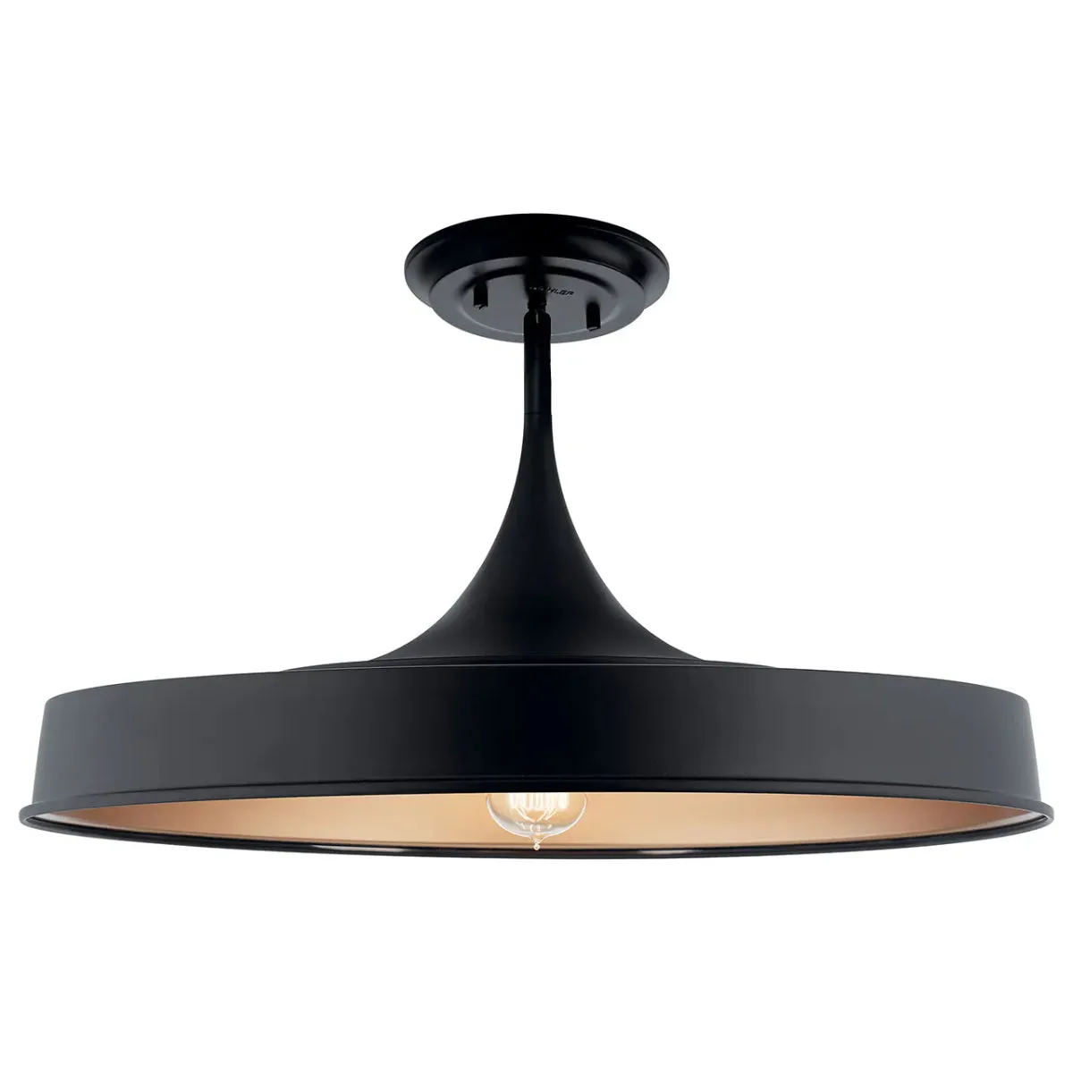 Elias 22" 1-Light Convertible Pendant Light with Metal Dome Shade, Black Finish