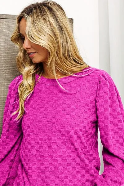 Explore More Collection - BiBi Round Neck Brushed Checker Top