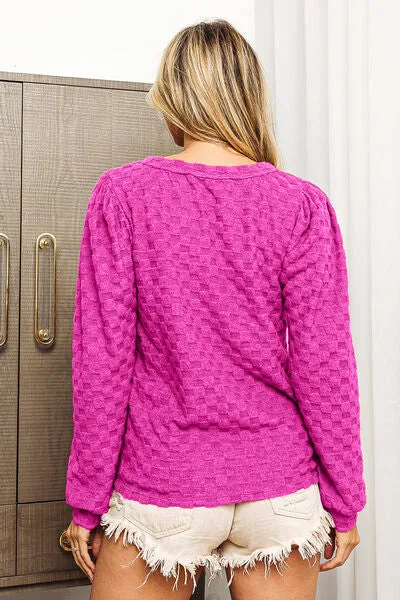 Explore More Collection - BiBi Round Neck Brushed Checker Top
