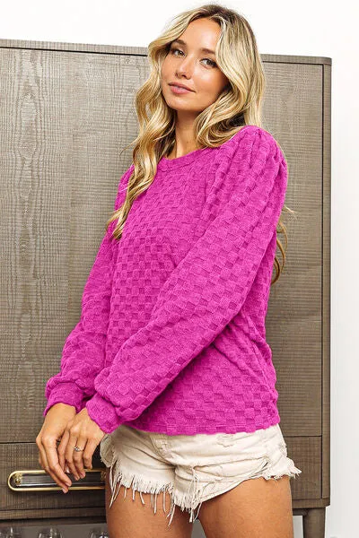 Explore More Collection - BiBi Round Neck Brushed Checker Top