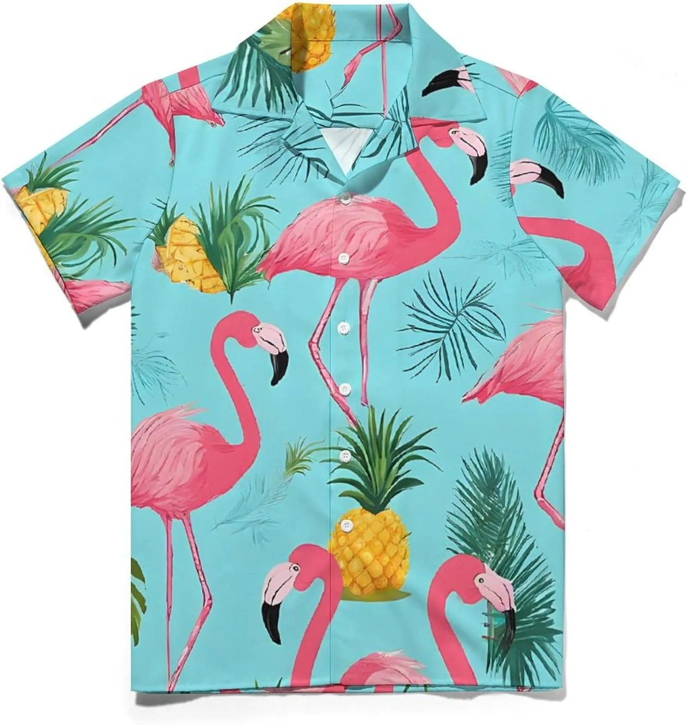 Flamingo Print Print Cuban Collar Shirt Classic Design for Comfort and Style