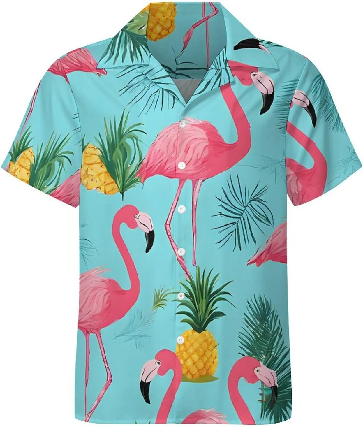 Flamingo Print Print Cuban Collar Shirt Classic Design for Comfort and Style