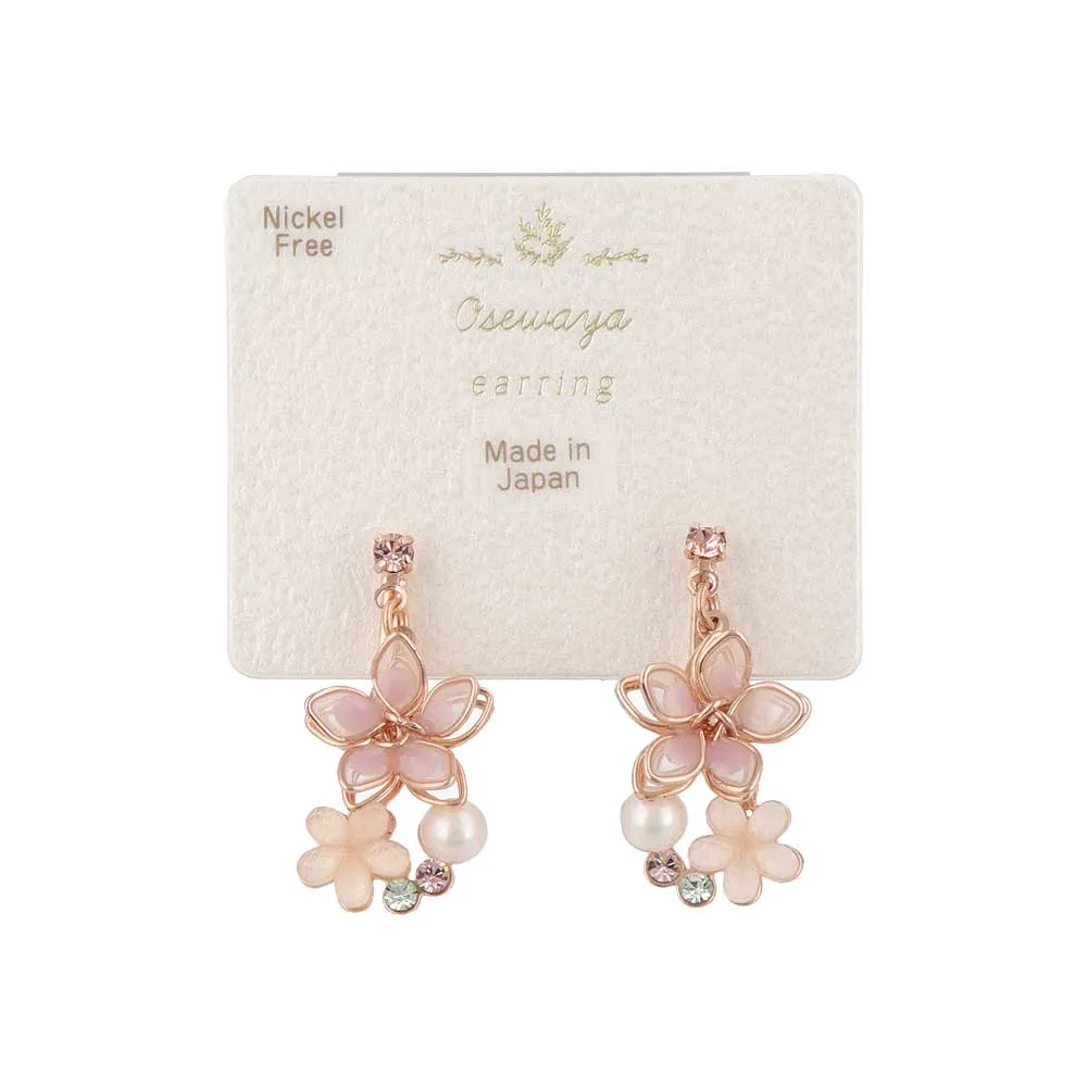 Flower and Pearl Clip On Earrings