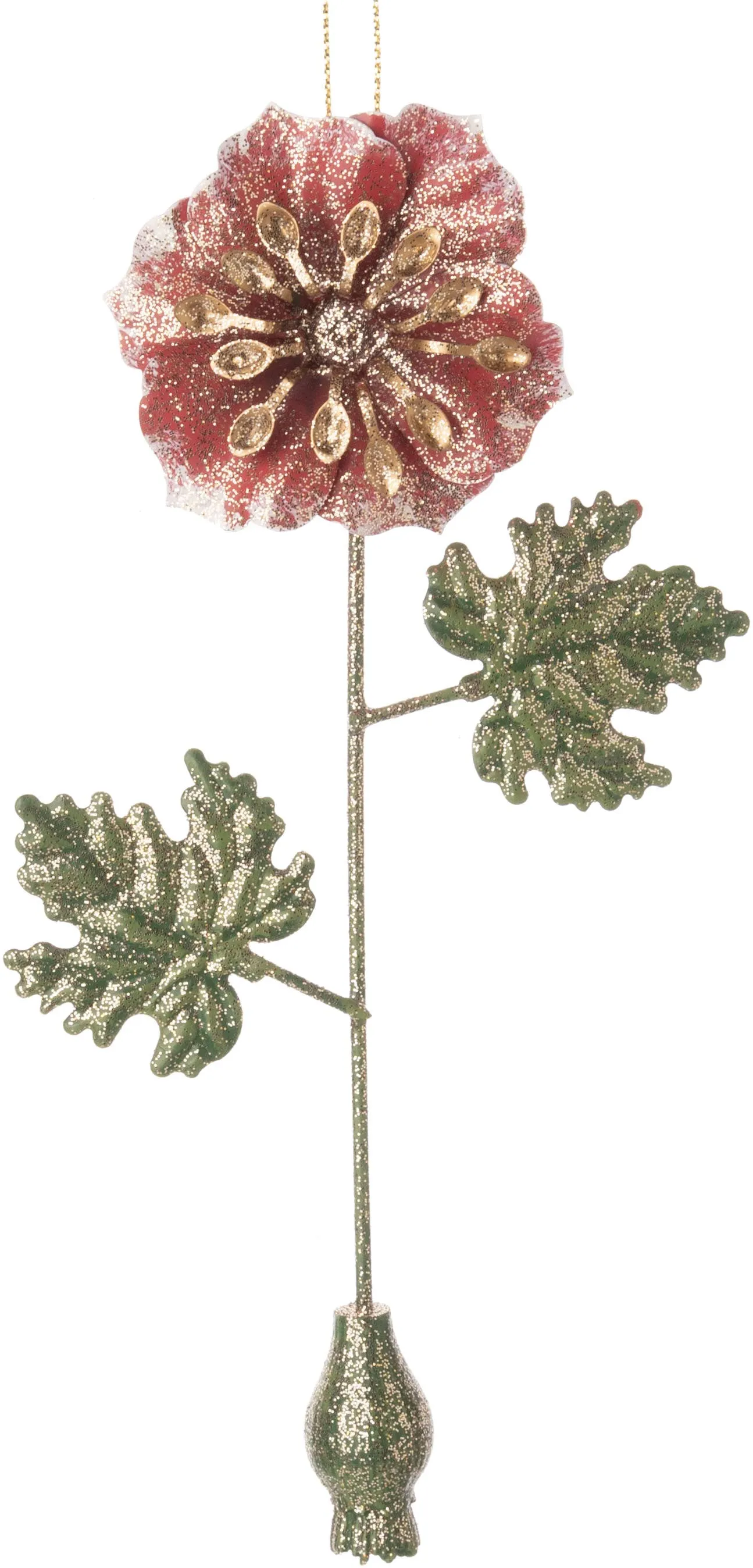 Flower Ornaments with Glittered Stems {multiple styles}