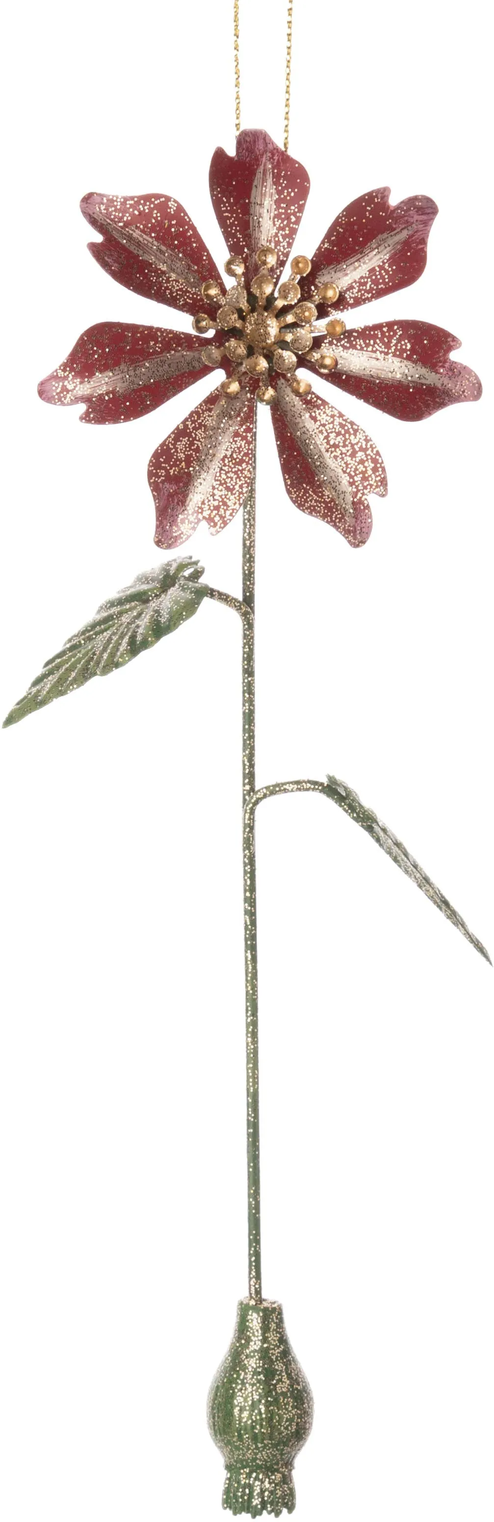 Flower Ornaments with Glittered Stems {multiple styles}