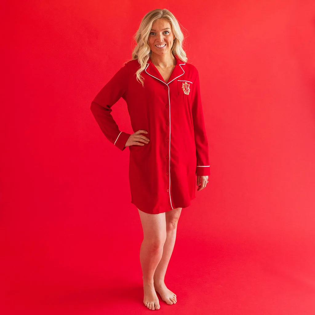 Garnet Red Women's Flannelette Sleep Shirt