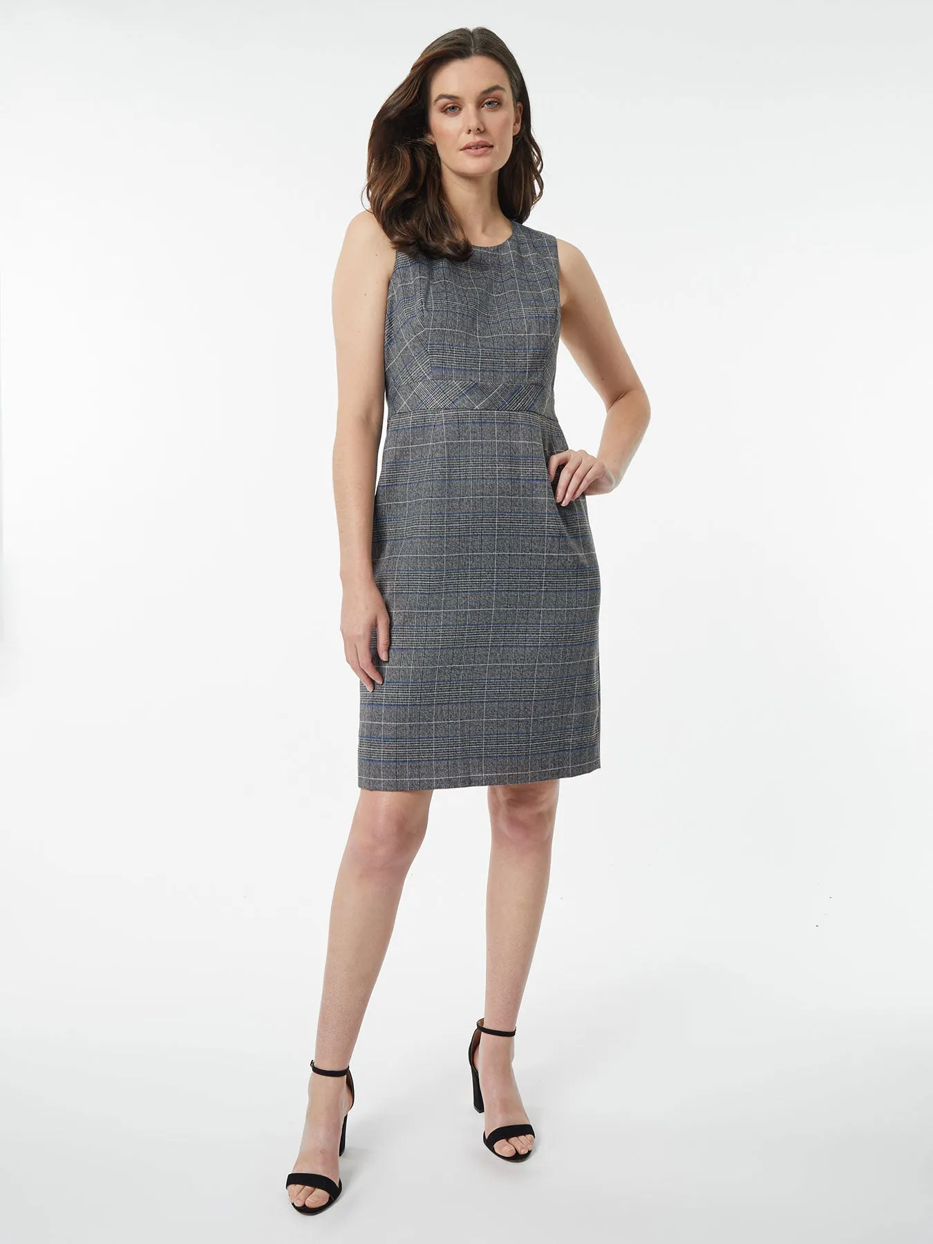 Glen Plaid Banded Waist Sheath Dress