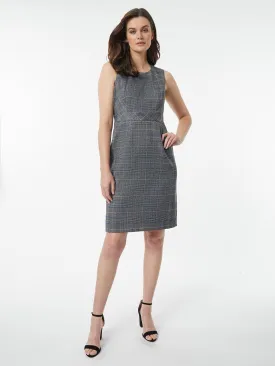 Glen Plaid Banded Waist Sheath Dress