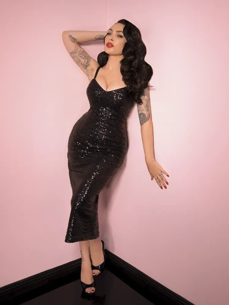 Glitz & Glamour Dress in Black Sequins - Vixen by Micheline Pitt
