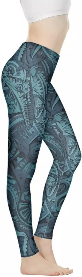 Graffiti Painting Women's High Waist Pants Camouflage Green Yoga Trousers Pants Modern Arts Running Leggings