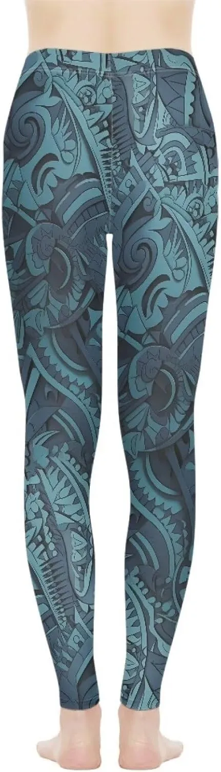 Graffiti Painting Women's High Waist Pants Camouflage Green Yoga Trousers Pants Modern Arts Running Leggings