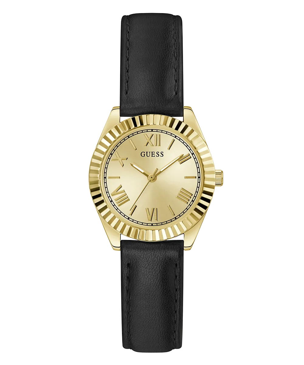 GUESS Ladies Black Gold Tone Analog Watch