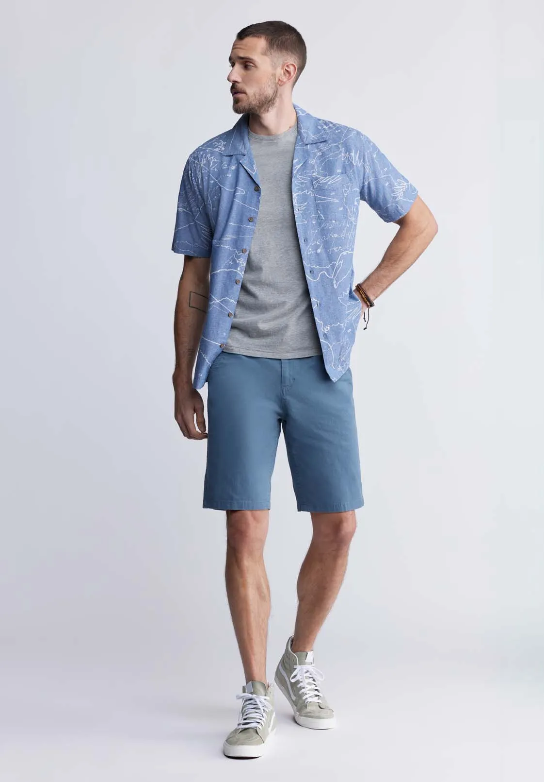 Hadrian Men's Flat Front Shorts in Mirage Blue - BM24266