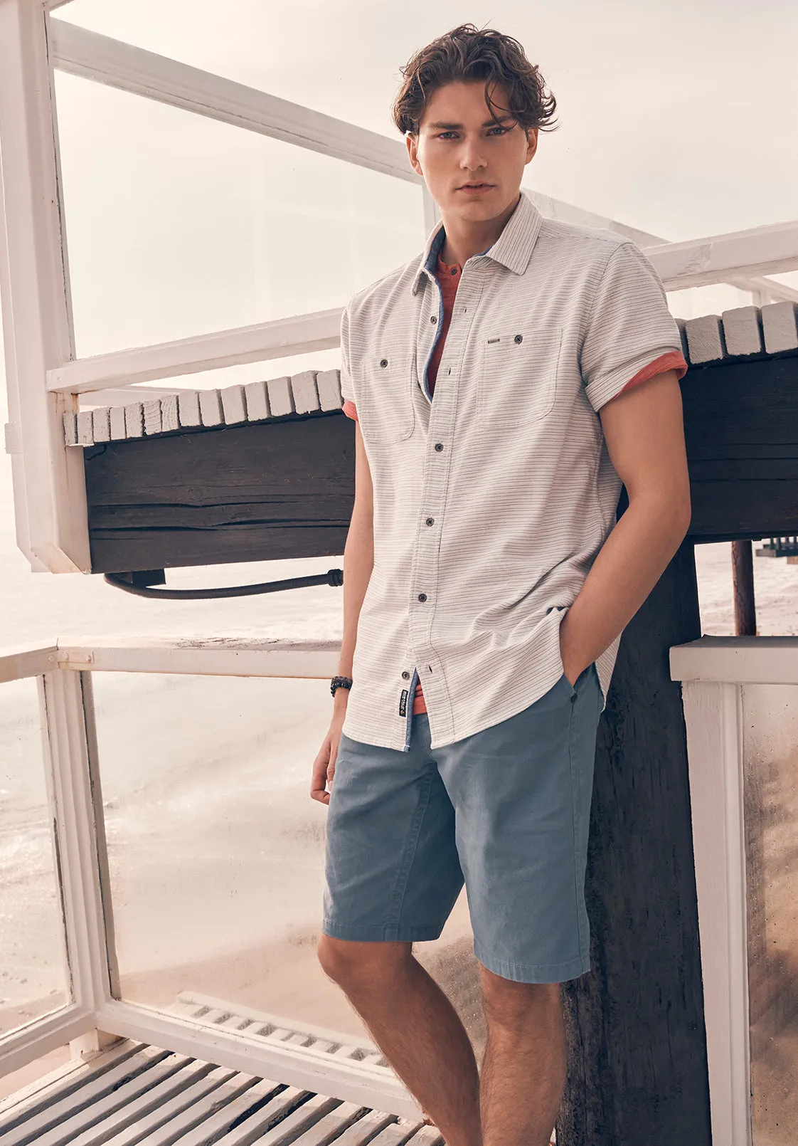 Hadrian Men's Flat Front Shorts in Mirage Blue - BM24266