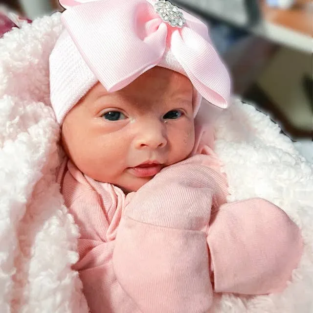 Ily Bean Bella Bow Newborn Girl Bow Hospital Hat - Baby Girl Hat
