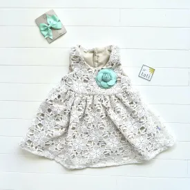Iris Dress in White Pearl Lace