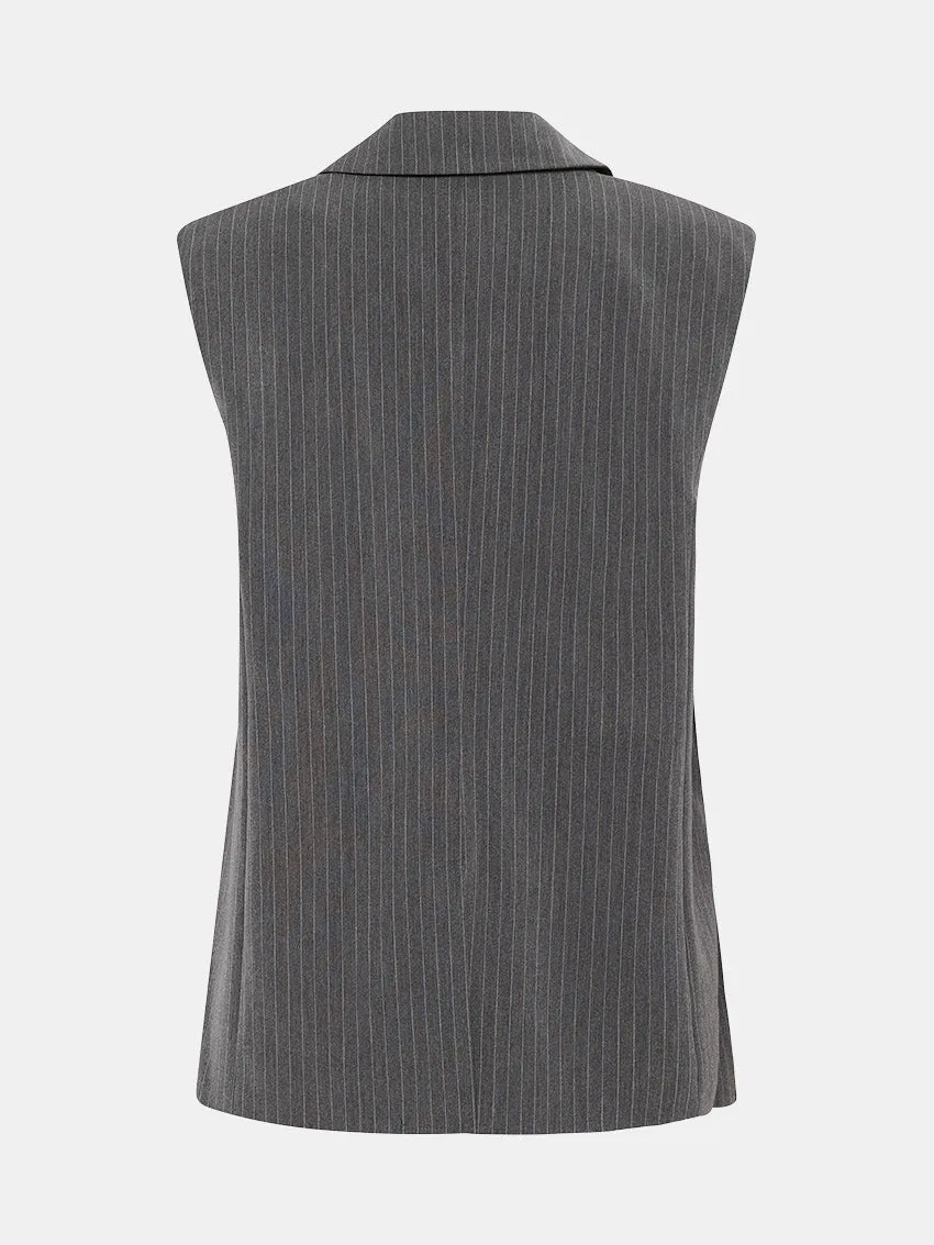 JoelleGZ Waistcoat Grey Pinstripe
