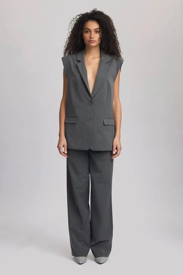 JoelleGZ Waistcoat Grey Pinstripe