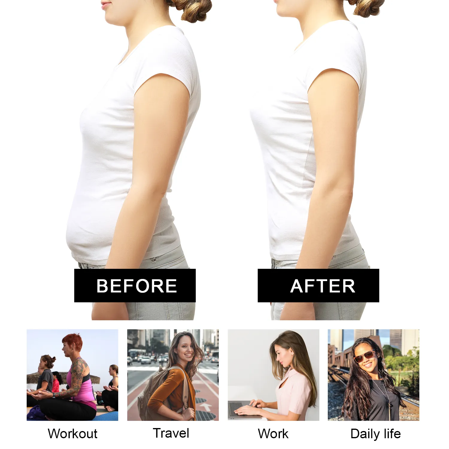 Lady Jeneva Women Posture Corrector X-Strap Shapewear - Beige