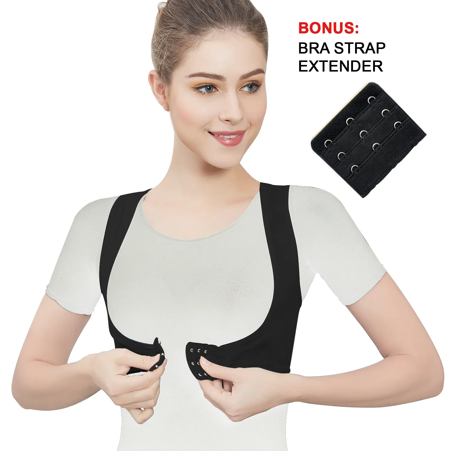 Lady Jeneva Women Posture Corrector X-Strap Shapewear - Black