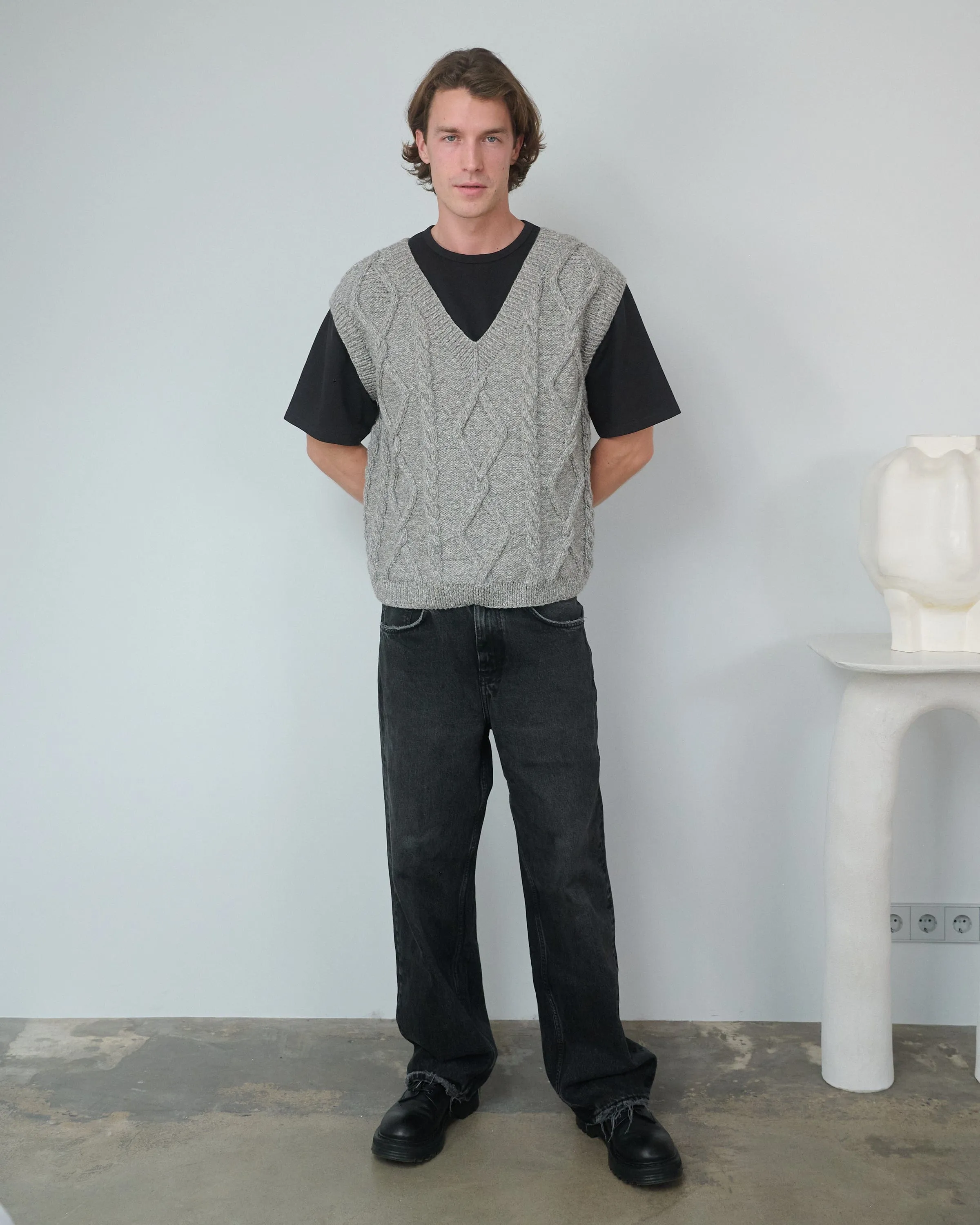 Laimė: Cloud Grey Alpaca Wool & Cotton Vest