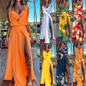Long Dress With Vest 2 Pieces Sleeveless Suit