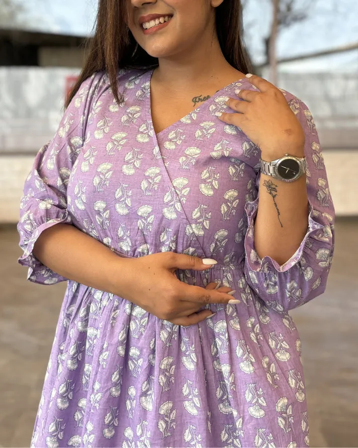 Malai Lilac Cotton Peplum Top