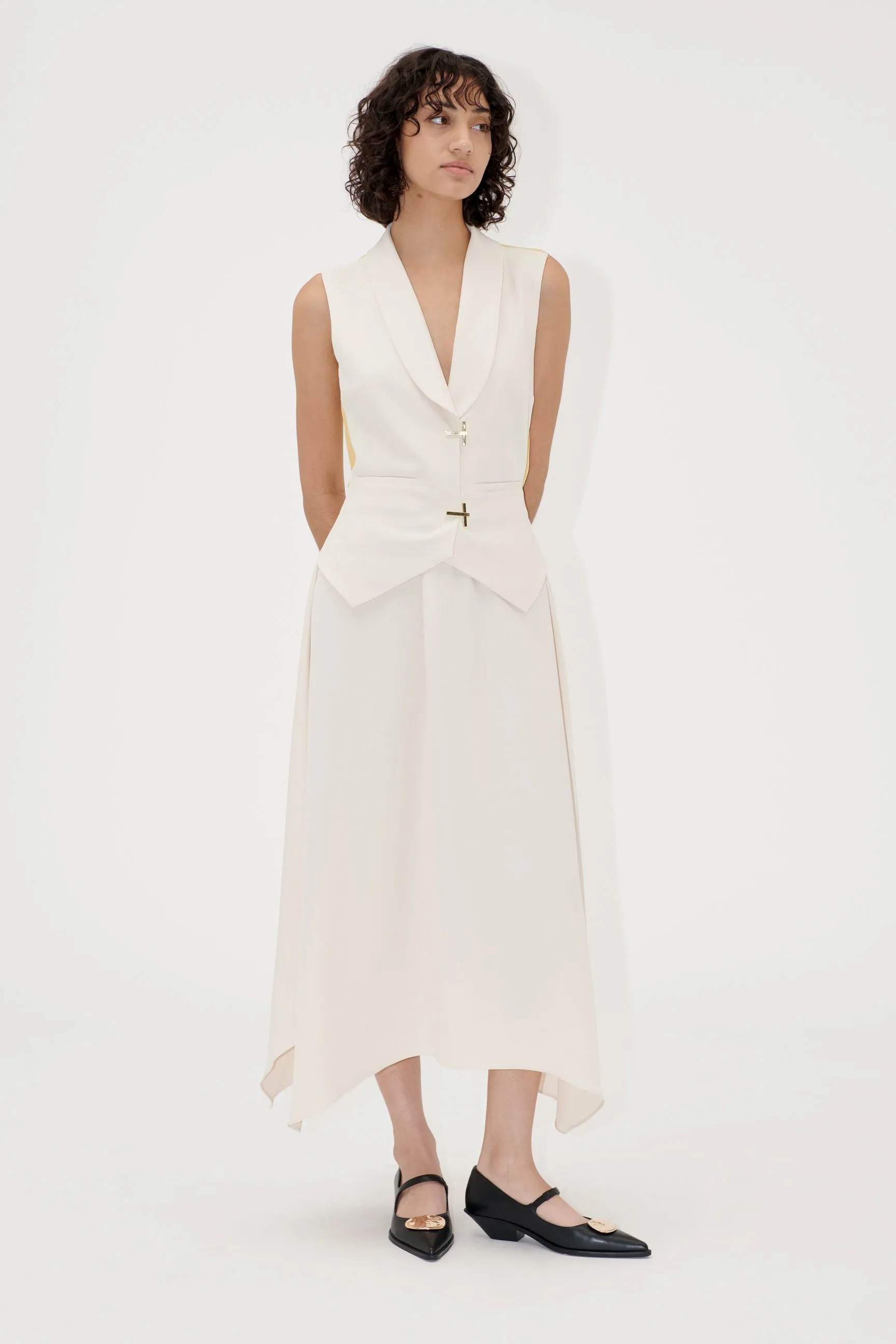Matte Sheer Tailoring, Tailored Handkerchief Dress